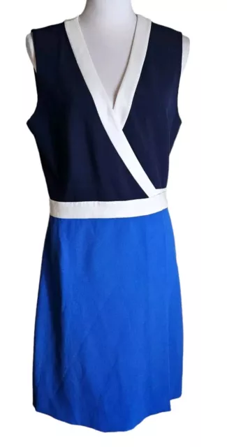 Diane Von Furstenberg DVF Blue Colorblock Gracie Wrap Dress Size 8 ? Sleeveless