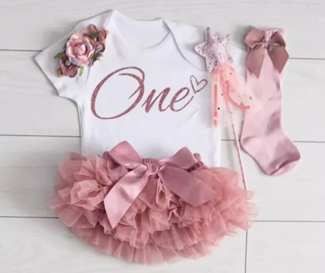 Abito per bambine primo compleanno torta smash tutu muta calze bacchetta rosa
