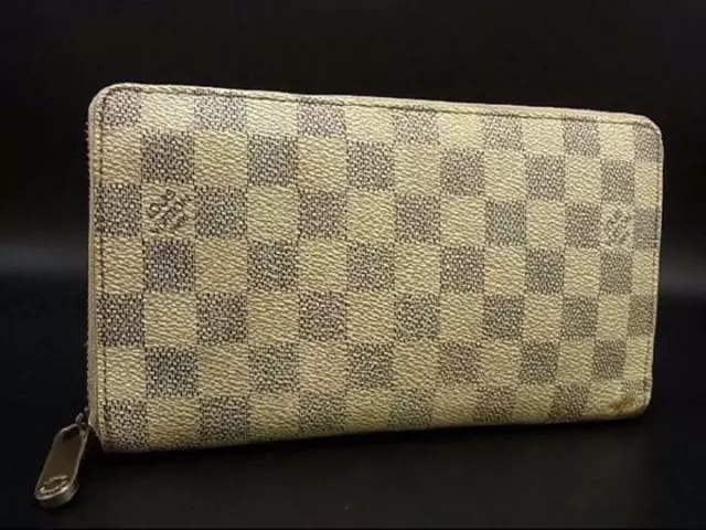 Auth LOUIS VUITTON Zippy Compact Wallet N60028 Ebene Damier Brown Used F/S