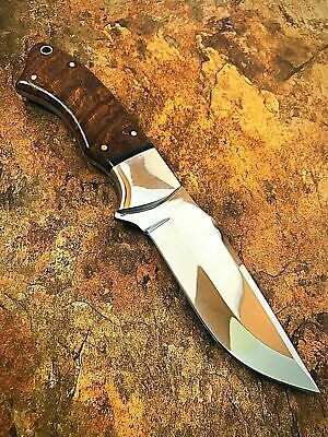 Custom Handmade D 2 Steel Mirror Polished Hunting/Boot/Camp 9" Knife Wood Handle
