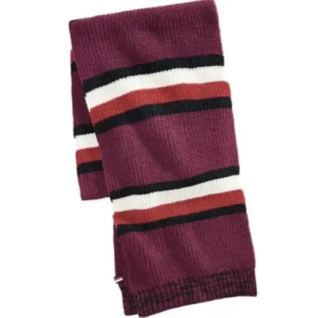 Tommy Hilfiger Men’s Burgundy Striped Knit Scarf