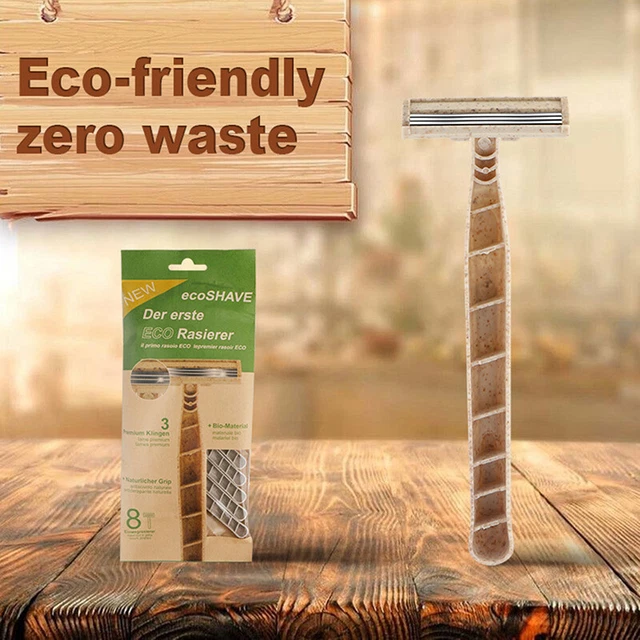 8 piezas afeitadora biodegradable ecológica hoja de tres capas afeitado manual RaNHUK