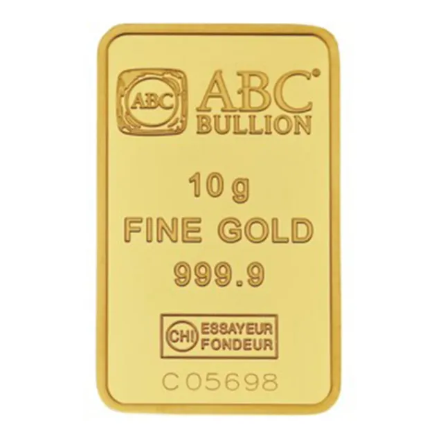 10 Grams 999.9 Fine Gold ABC Bullion Minted Tablet Certified Investor Ingot Bar
