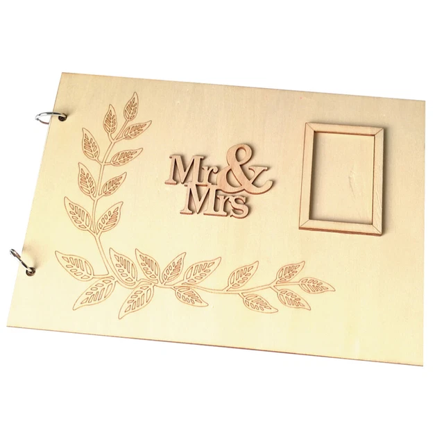 Libro de visitas de madera Mr & Mrs boda álbum de fotos regalo invitado inicio de sesión libro misa