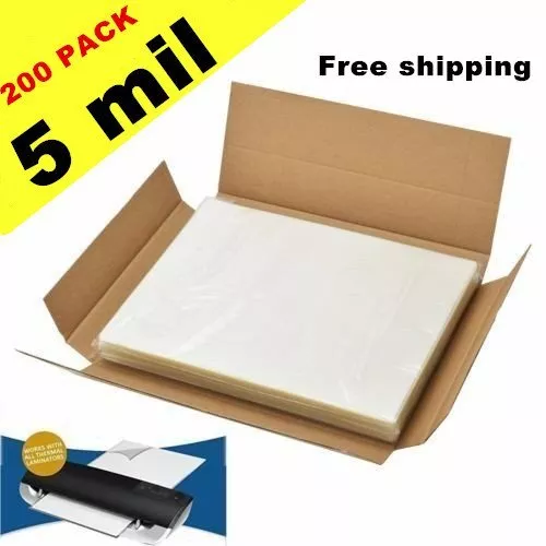 5 Mil Letter Size Crystal Hot Laminating Pouches 200pk for 9" x 11" Sheets