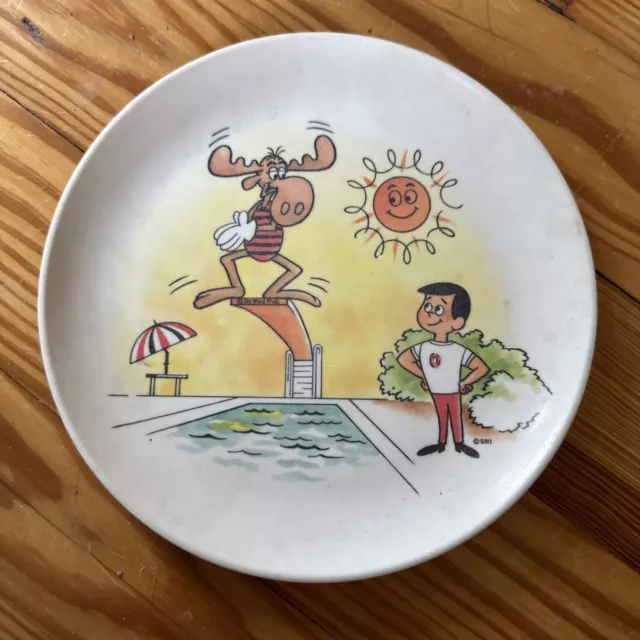 Vintage Bullwinkle Moose Cheerios Kid Melmac Plate Jay Ward Prod General Mills