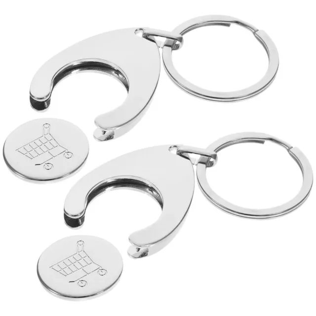 2PCS Metal Key Ring Shopping Trolley Token Keyring Coin Keychain  Supermarket