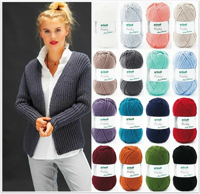100g Gründl Pretty Polyacryl antipilling Wolle Stricken Häkeln GP 29,90€/1kg