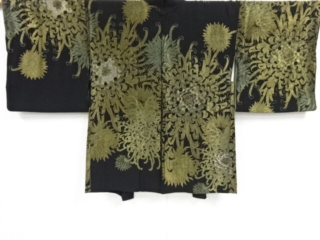 36507# Japanese Kimono / Antique Haori / Taisho Roman Style / Woven Kiku