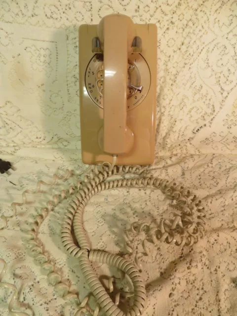 Vintage Itt Beige Wall Mount Rotary Telephone Works