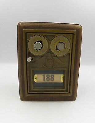 Vintage Post Office Door Mail Box Bank with Double Dial Corbin Lock & Eagle