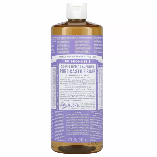 NEW Dr. Bronner's Pure-Castile Soap Liquid 18-in-1 Hemp Lavender 946ml Bronners