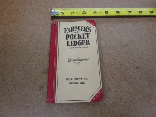 1946 1947 John Deere FARMERS POCKET LEDGER 80th Edition ORIGINAL Durand, WI