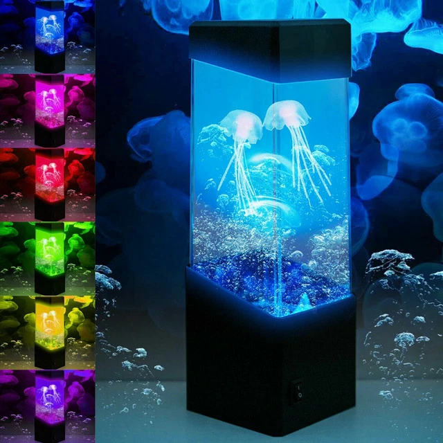 US Jellyfish Aquarium LED Multicolor Lighting Fish Tank Mood Lamp Night Light