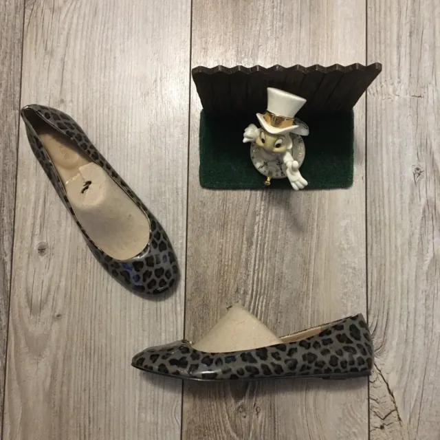 J. Crew Gray leopard animal print ballet loafers Minimal Wear 7 M 36024 Nice