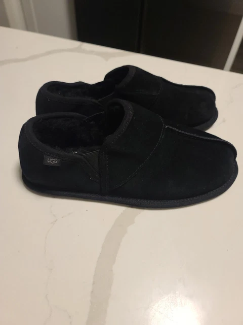 UGG Australia Leisure Slip On Black Lined Slippers Shoes Wool Men’s Sz 9M US