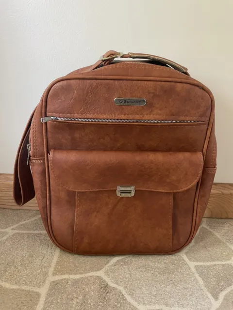 Vintage Samsonite Sonora Shoulder Bag Brown Vinyl Travel Luggage Carry On