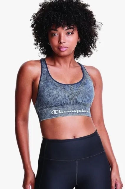 NWT Champion Sports Bra Infinity Mid-Impact Racerback Padded Grey/Black