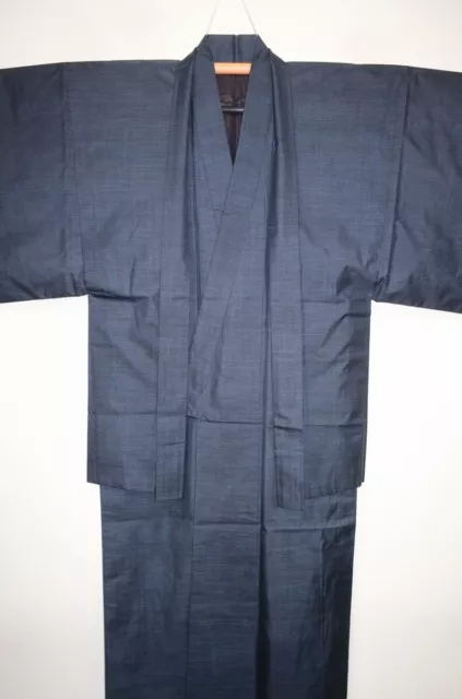 Silk Kimono And Haori Oshima Tsumugi Indigo