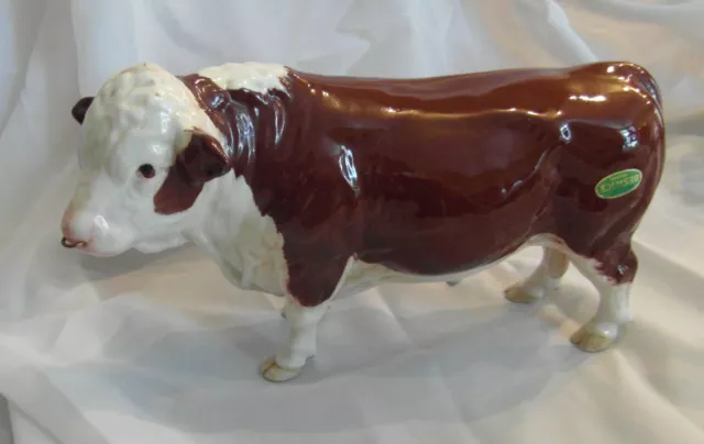 Beswick Polled Hereford Bull No 2549A  With Nose Ring Vgc &  Beswick Sticker