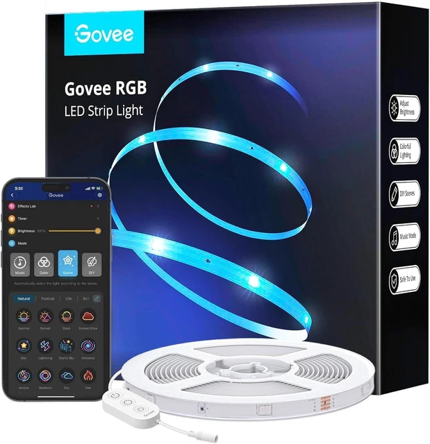 GOVEE LED LIGHTS 5m, Bluetooth Strip Light App Control, 64 Scene Modes