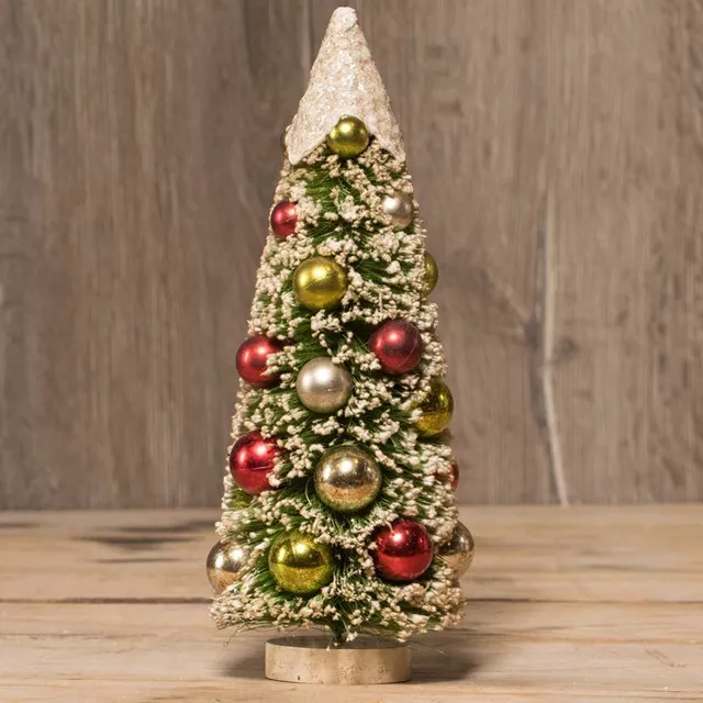 Ragon House VTG Style Bottlebrush Tree Snow Top Mercury ORNAMENTS CHRISTMAS 13"