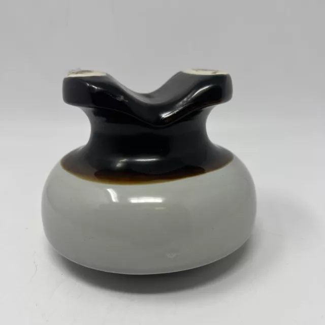 Large Vintage Antique Chance 3 Tier Mushroom Porcelain Insulator In Grey & Brown 3