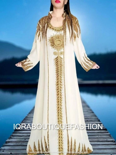 Dubai Moroccan Royal kaftan Farasha Bell Sleeve Abaya Maxi Bridal Party Dress