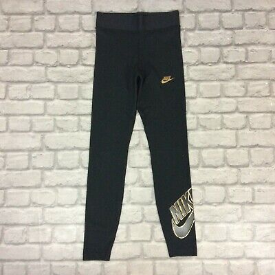 Nike Donna Abbigliamento Sportivo Club Black Gold Logo donne Leggings girovita alto KL