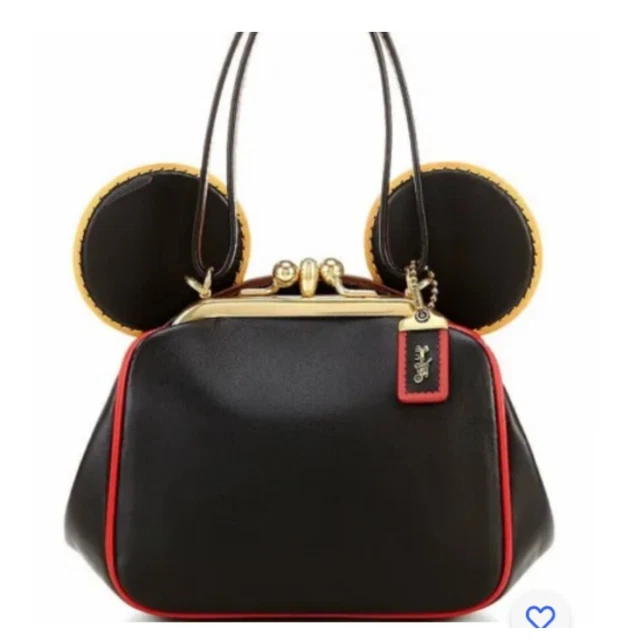 AUTH NWT COACH Mickey Mouse x Keith Haring Kisslock Top Handle Mini Leather Bag