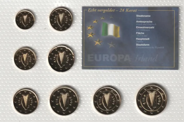 Euro-Kursmünzensatz Irland - vergoldet