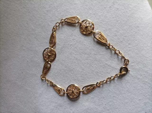 Ancien Et Joli Bracelet Filigrane Or 18 Carats. Tête D'aigle.