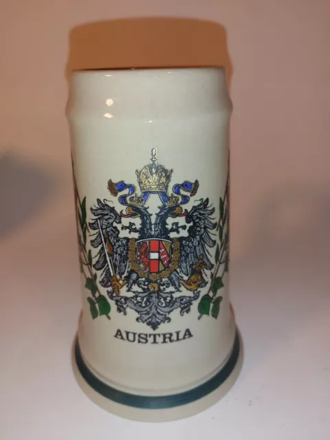 Vintage King 1L Stoneware Austria Beer Stein Krug Mug 7"