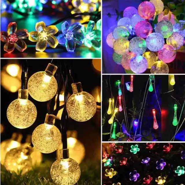 SOLAR POWER String Lights LED Retro Bulb Garden Outdoor Fairy Ball Hanging Lamp