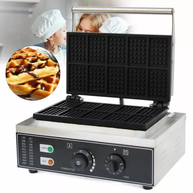 Commercial Nonstick Electric Waffle Maker Waffle Baker Machine 1500W NEW