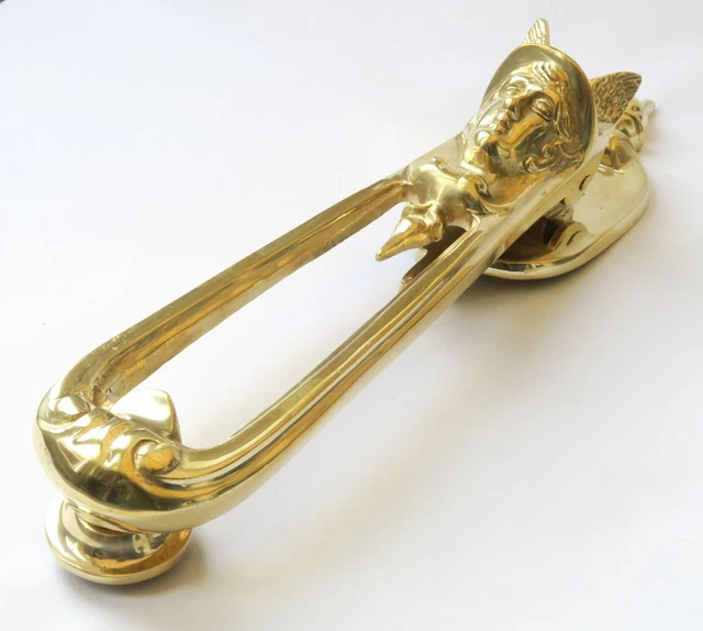 Hermes Türklopfer aus massivem Messing - viktorianischer Stil antik Kenrick Rapper (27 cm)