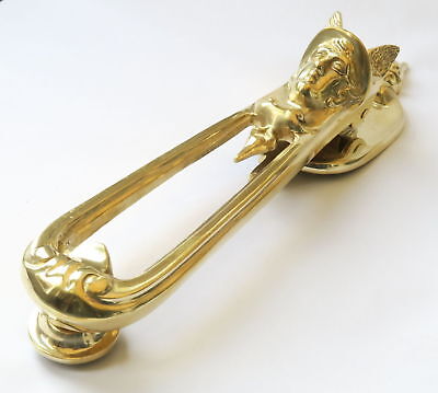 Solid Brass Hermes Door Knocker – Victorian Style Antique Kenrick Rapper (27cm)
