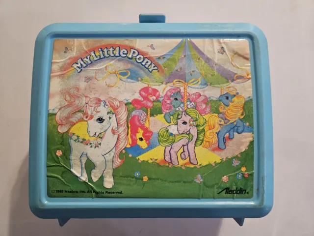Vintage 1989 Aladdin My Little Pony Kids Lunchbox Lunch Box With THERMOS Blue
