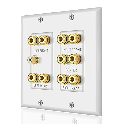 Home Theater 5.1 Surround Sound Distribution Wall Plate 10 Banana Binding Pos...