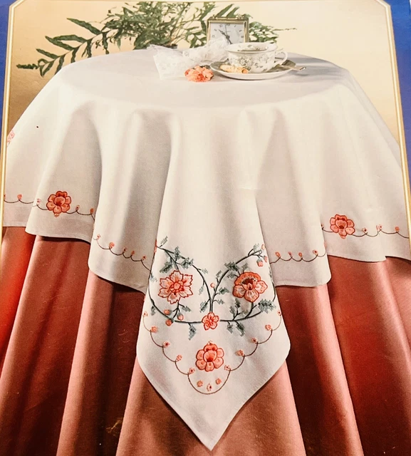 Patrón bordado de mesa de algodón florentino vintage Bucilla *ABIERTO*