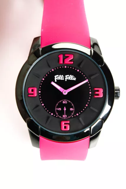 Folli Follie Women's Pink Silicone Strap 46mm Stainless Steel Round Face Watch