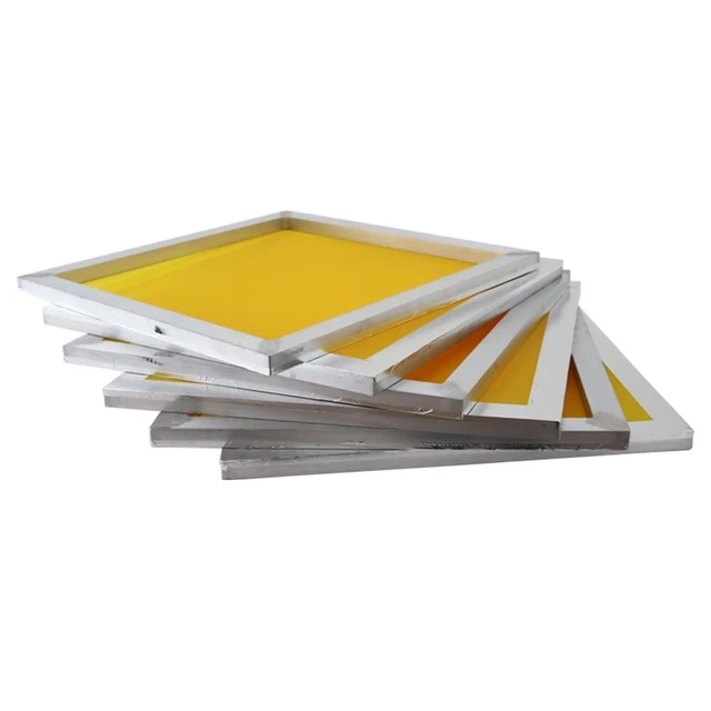 6Pcs 20"x20" Screen Printing Frame Pre-Stretched Aluminum 200 Mesh (80T) Yellow