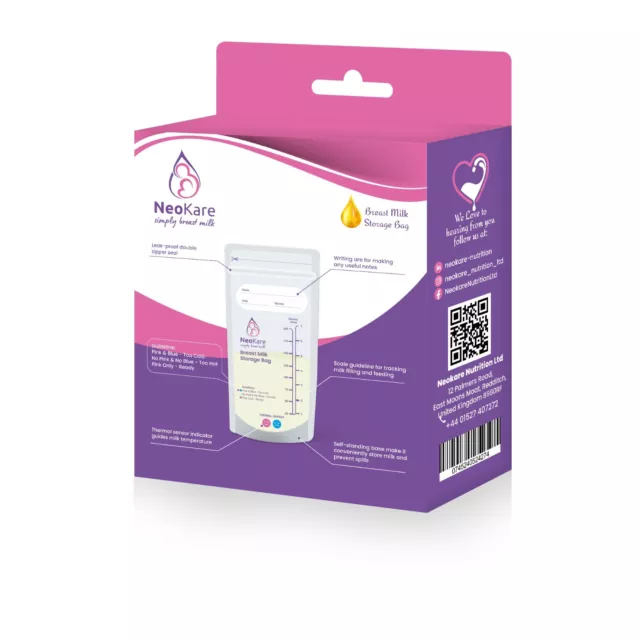 Breast Milk Storage Bags 200ml, BPA free, zipper seal, thermal sensor 50nos