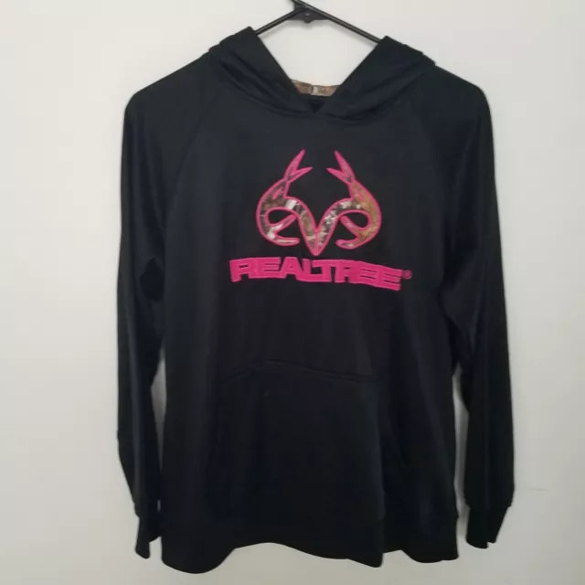 Realtree by RZO Womens black Pink  Hoodie Size M pullover camo sweatshirt bin16