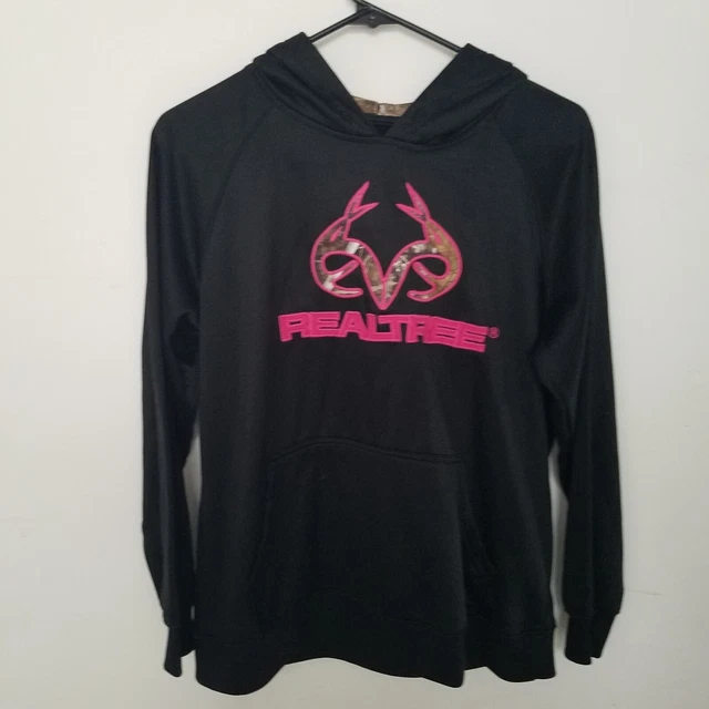 Realtree by RZO Womens black Pink  Hoodie Size M pullover camo sweatshirt bin16