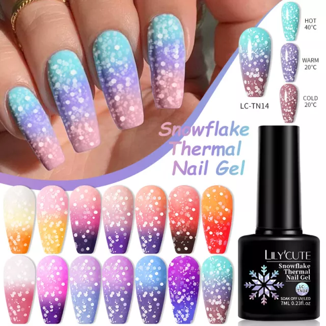 LILYCUTE 7ml Snowflake Thermal Gel Nail Polish Soak Off UV LED Nail Arts Varnish