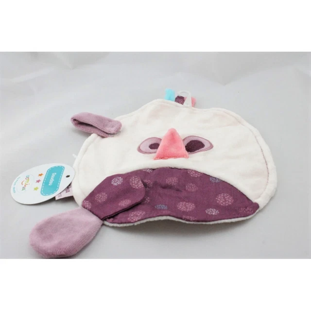 Doudou plat rond oiseau rose prune bleu DOMIVA - 21125