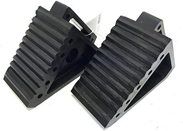 70472 Solid Rubber Heavy Duty Black Wheel Chock 2-Pack, 8" X 4" X 6"