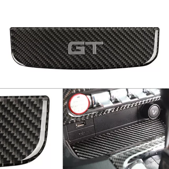 New Carbon Fiber Interior Storage Box Trim Cover W/Logo Fit Ford Mustang 2015-19