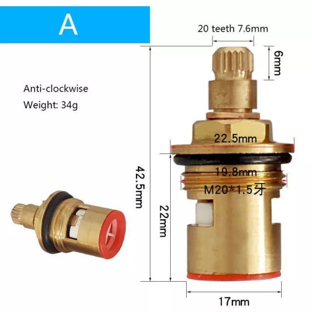 Remplacement Cuivre Céramique Disque Robinet Vanne CARTOUCHE Quart Turn Insert